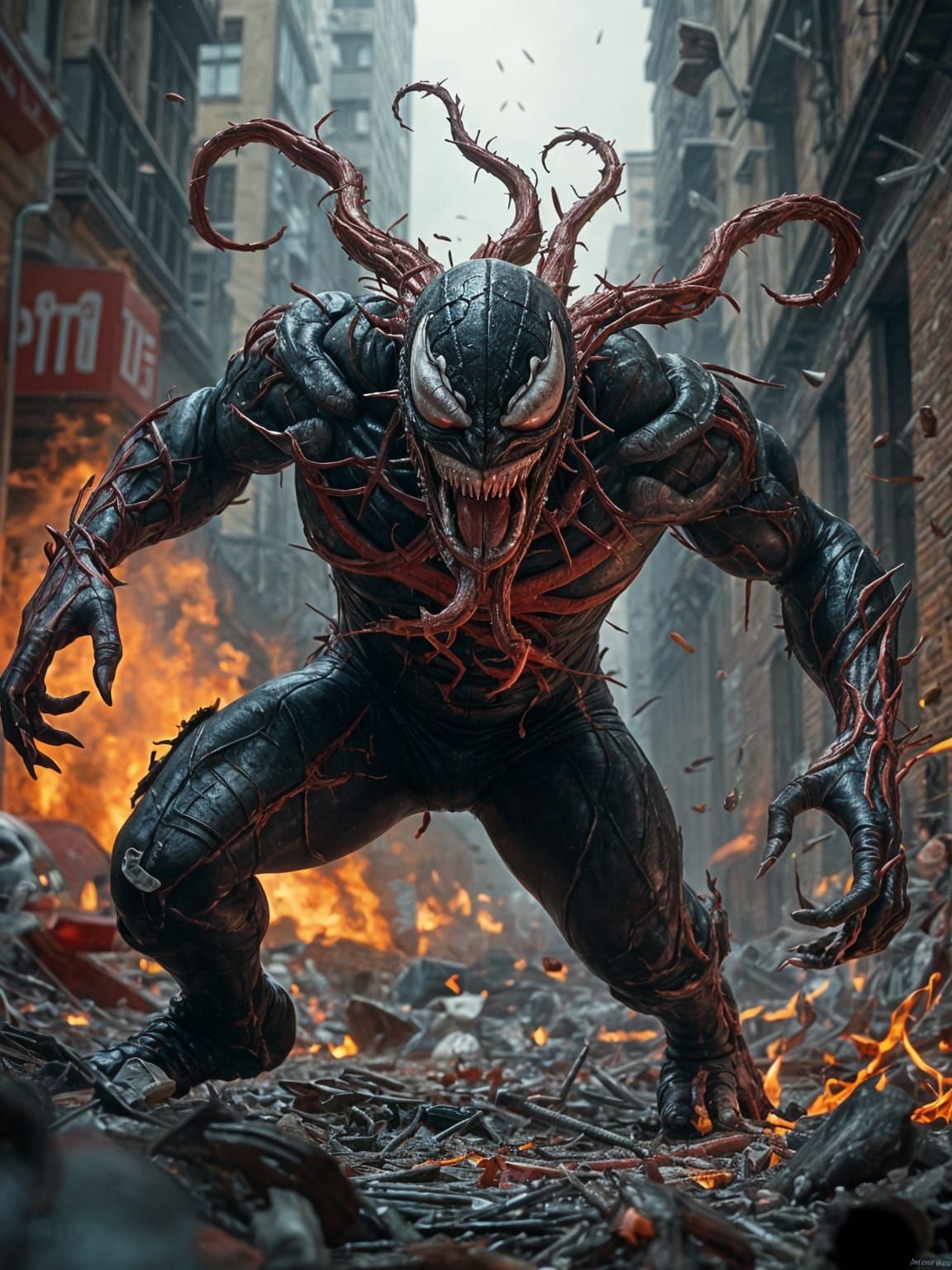 Carnage's Violent Rampage: A Hyper-Realistic Depiction
