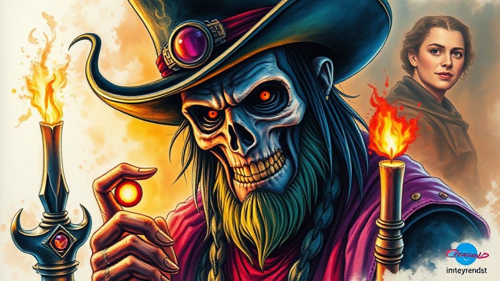 Fantasy Portrait in Watercolor and Charcoal Style