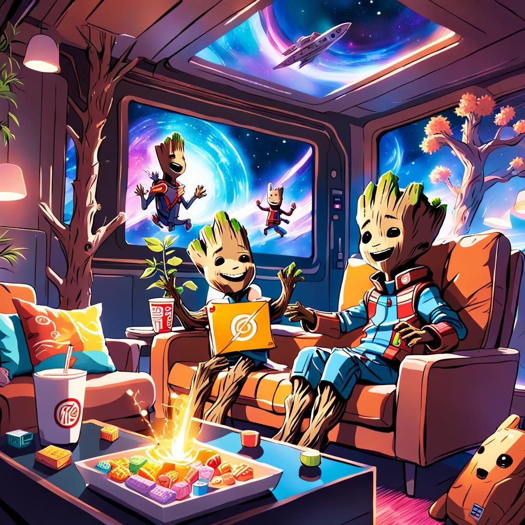 Groot and Rocket's Anime Movie Night