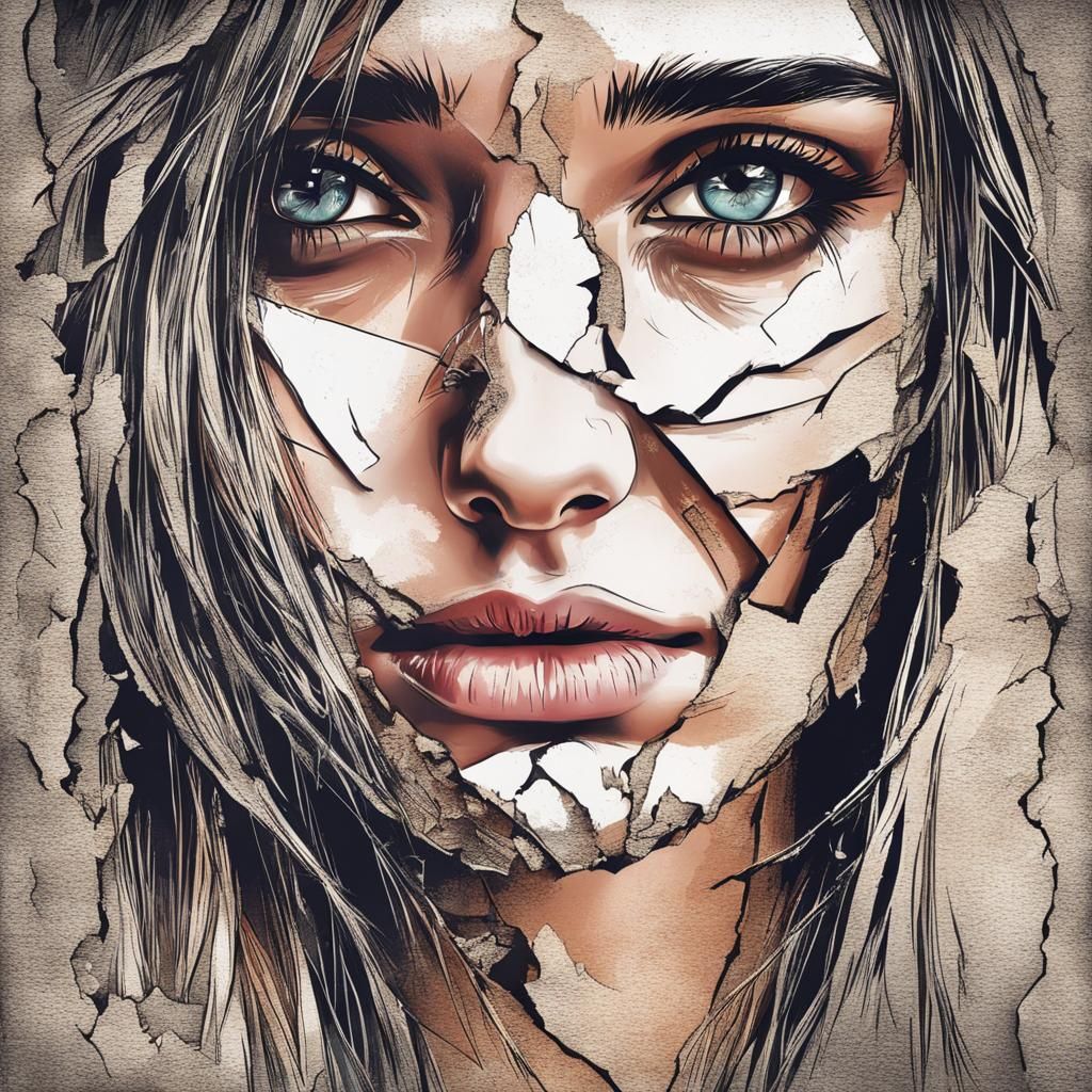 Distressed Woman's Face Conveying Sadness and Despair