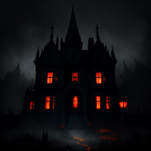 Ethereal Ghost Approaches Haunted Mansion in Gothic Atmosphe...