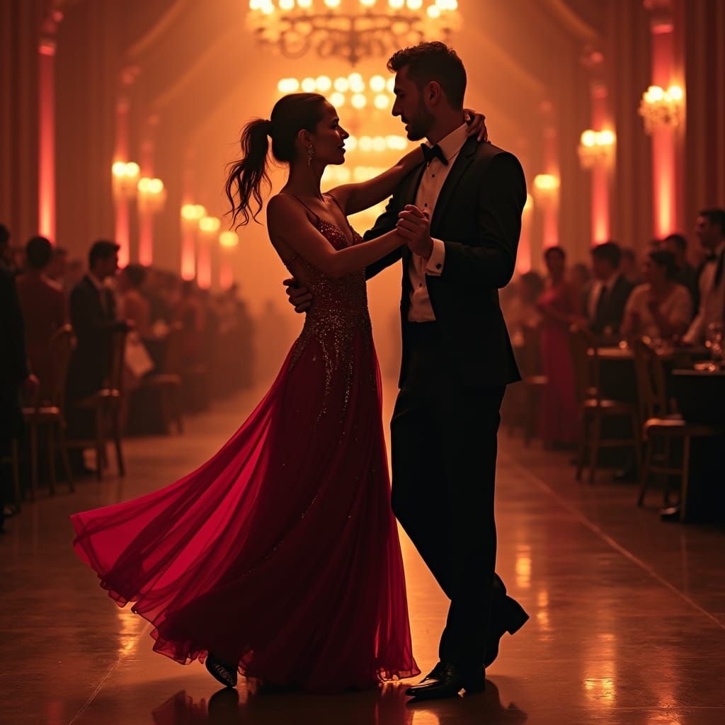 Elegant Ballroom Dancing Couple in Motion