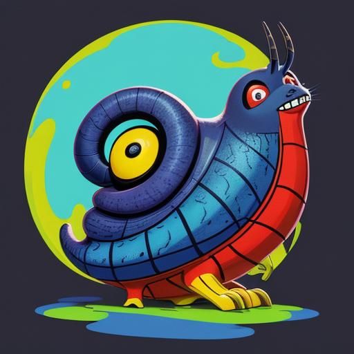Smiling Googly-Eyed Cartoon Snail in Comix Style