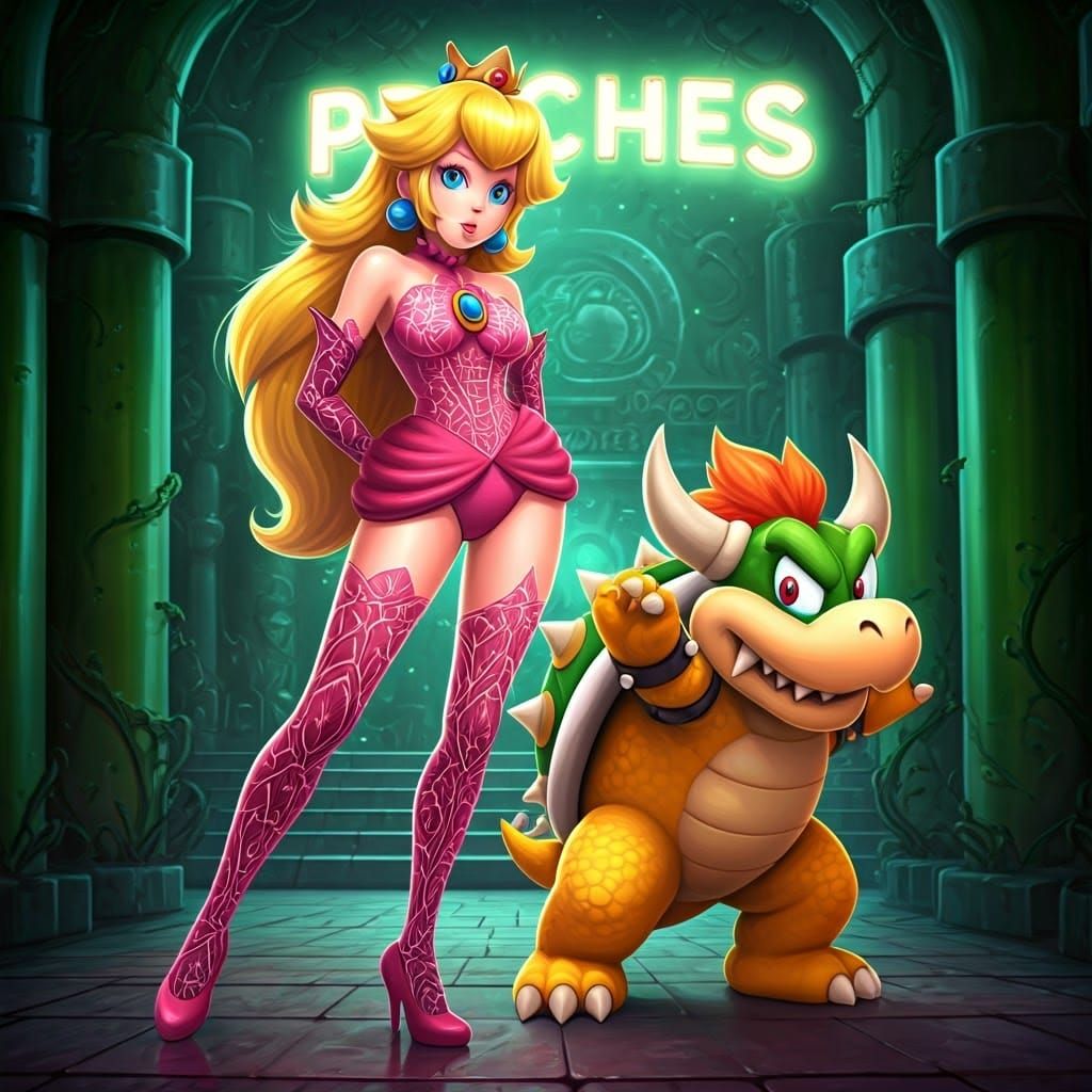 Goth Princess Peach in Ethereal Glow