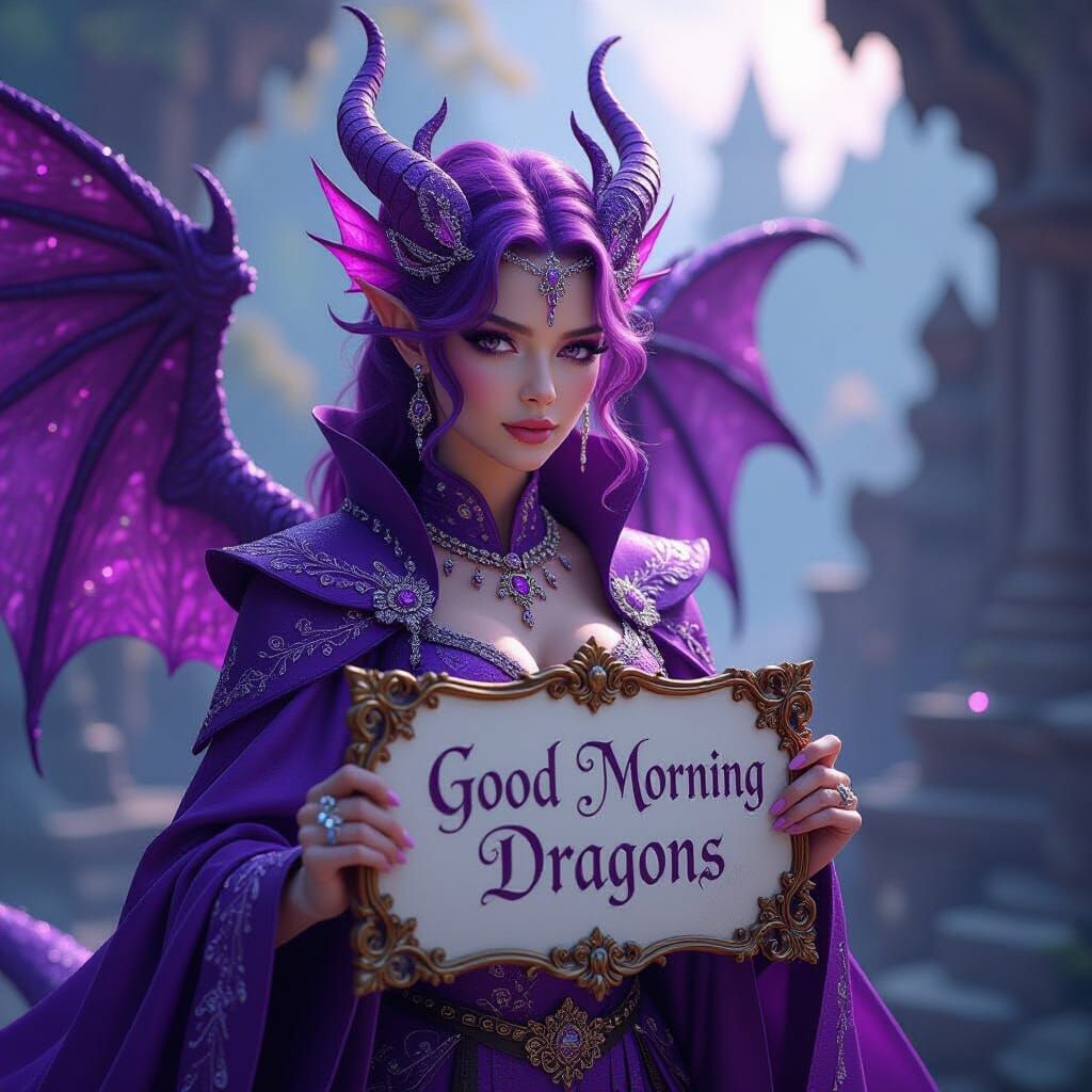 Purple Dragon with Glittering Wings Digital Art