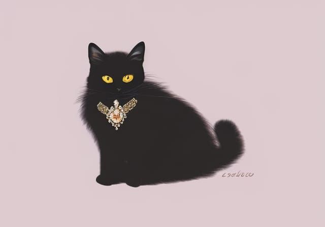 Renaissance Black Cat with Crown Oil Painting