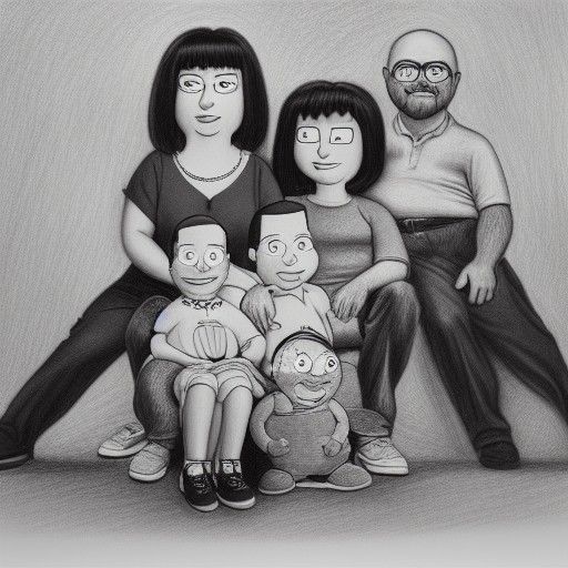 Hyperdetailed Charcoal Drawing of Family Guy
