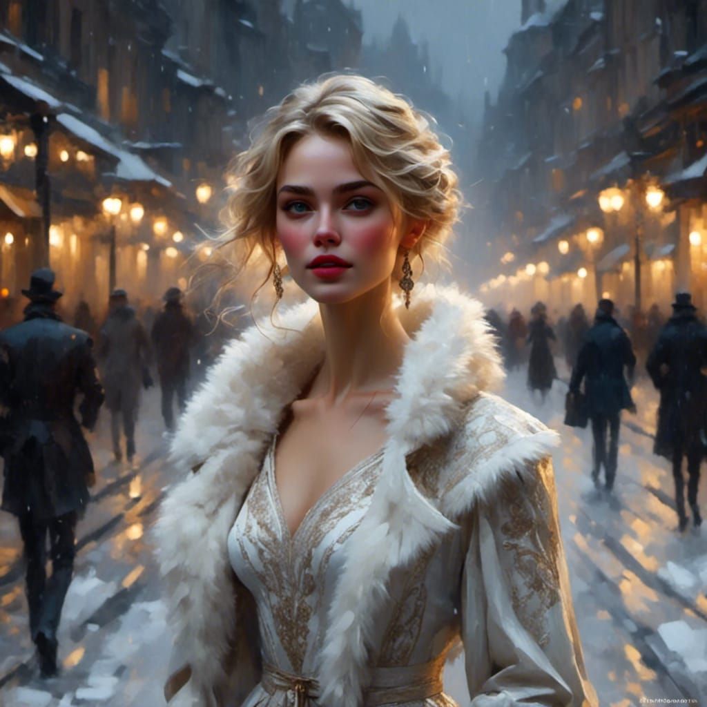 Snowstorm Portrait of a Beautiful Woman