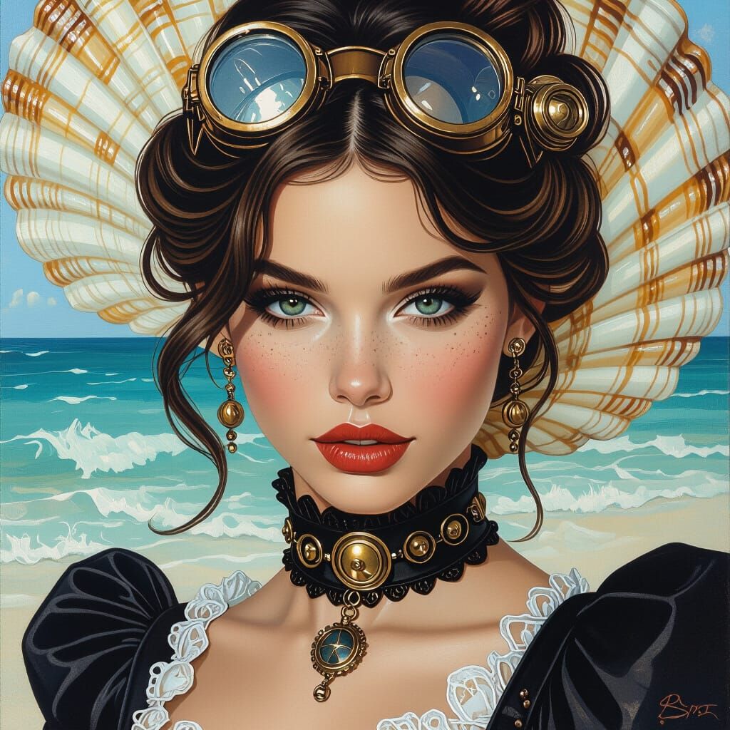 Steampunk Woman Portrait in Fantasy Art Style