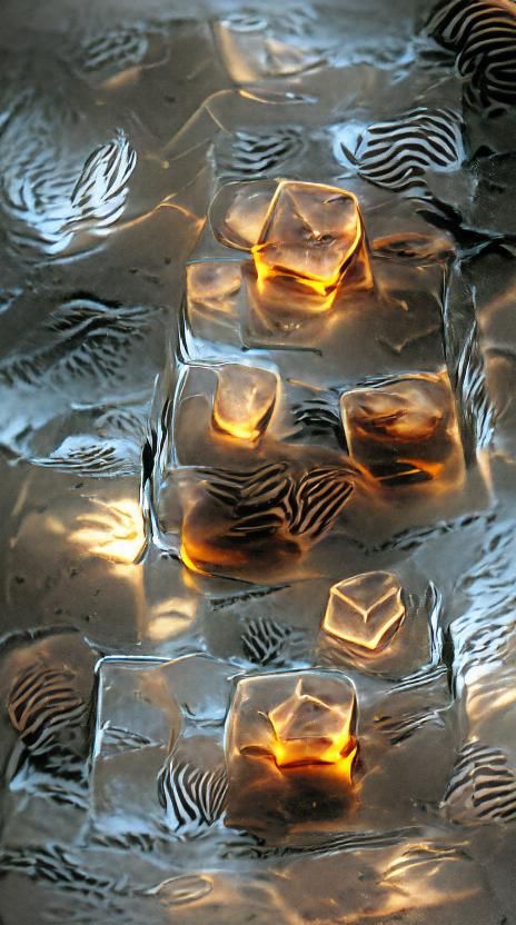 Ice cubes light reflection