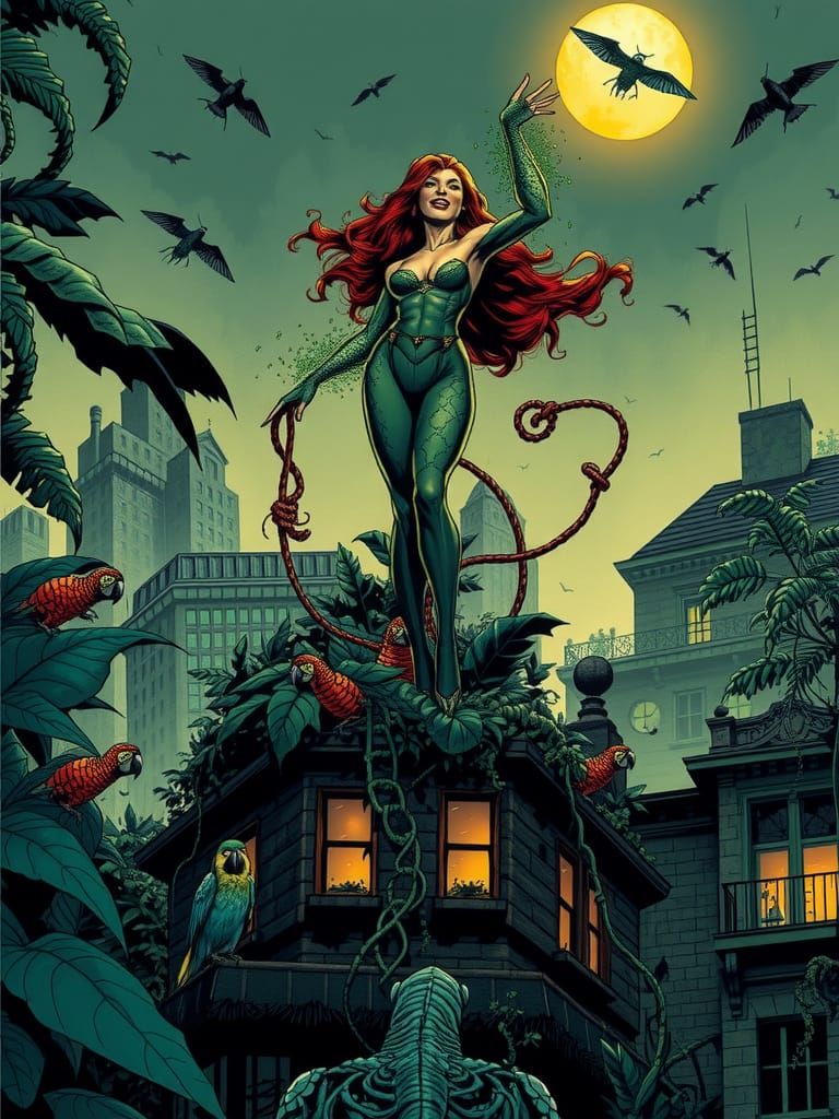 Poison Ivy Conquers Gotham in Comic Book Art