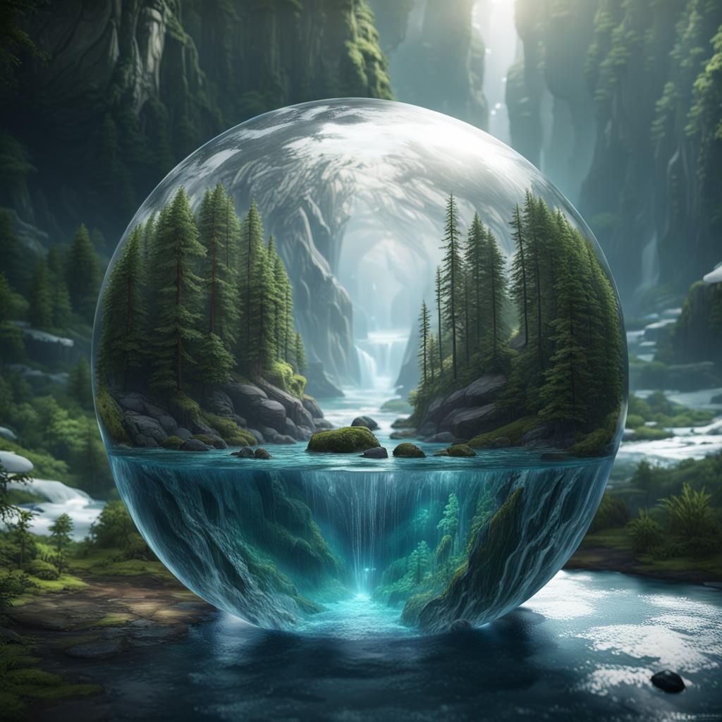 Mermaid in Ice Ball: Fantasy Landscape