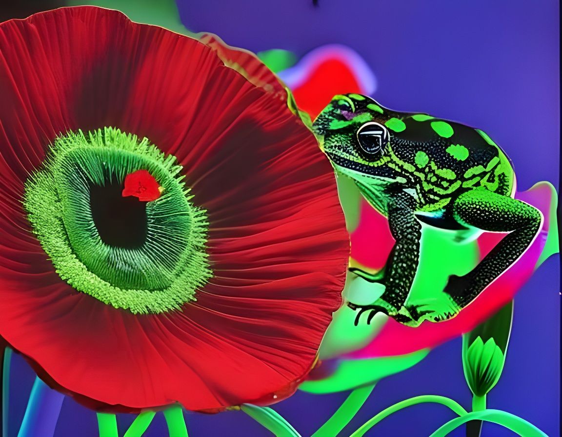 Hyperdetailed Red Poppy Flower in Modern Art Style