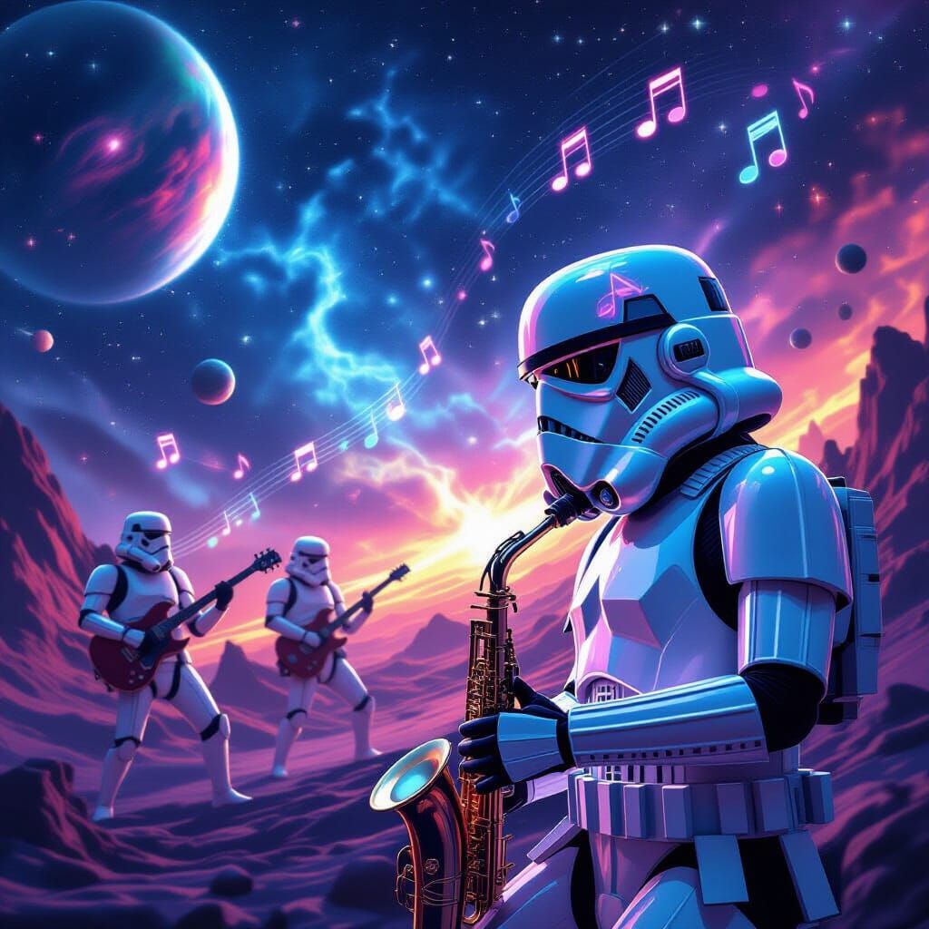 Cosmic Music Battle in Space Opera Style