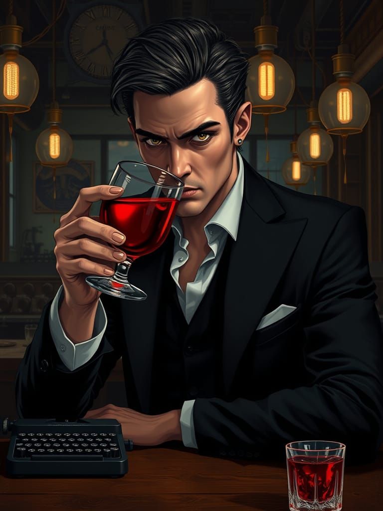 Sophisticated Vampire in Dark, Futuristic Noir