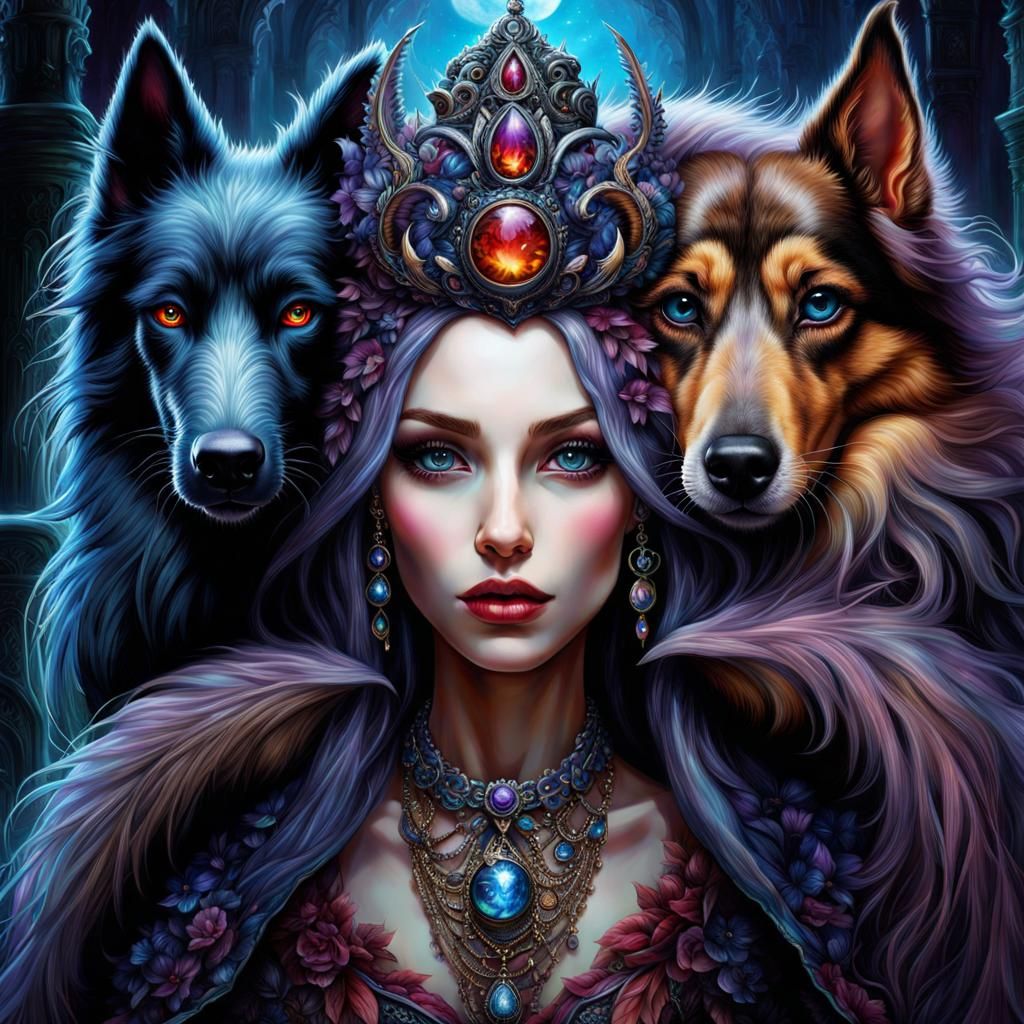 Cute Fuzzy Vampire Monster with Dog Pet