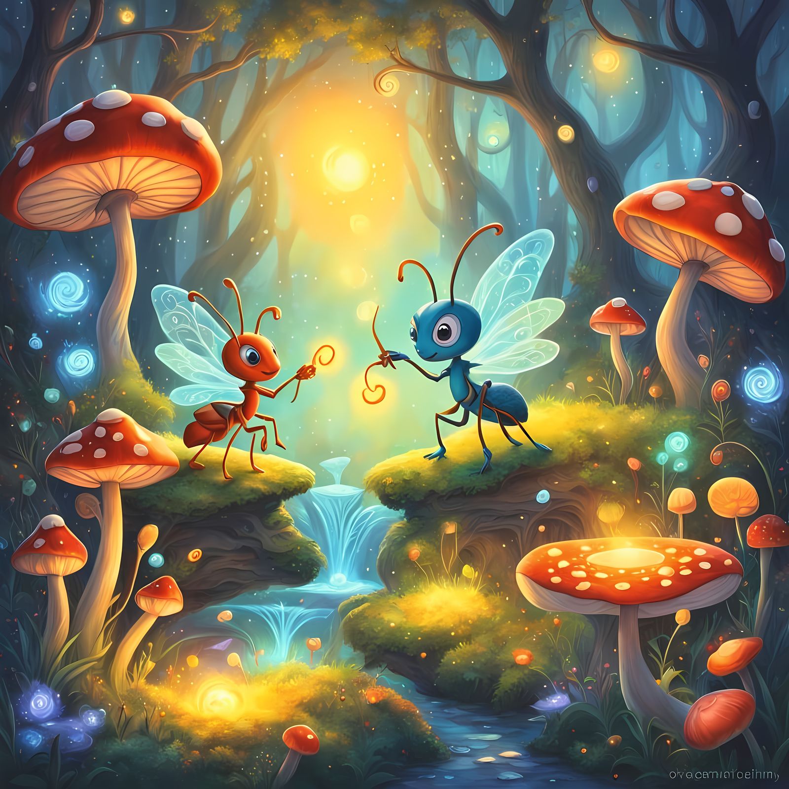 Ant Performs Magical Spell in Enchanting Forest