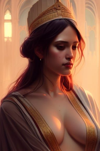 Sensuous Priestess in Baroque Romanticism Style