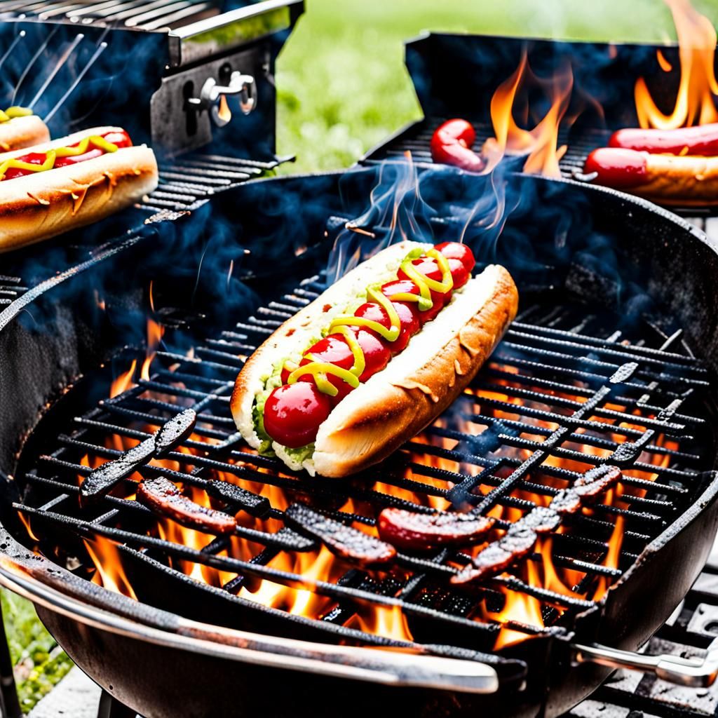 Hotdog on the Grill: A Culinary Close-Up