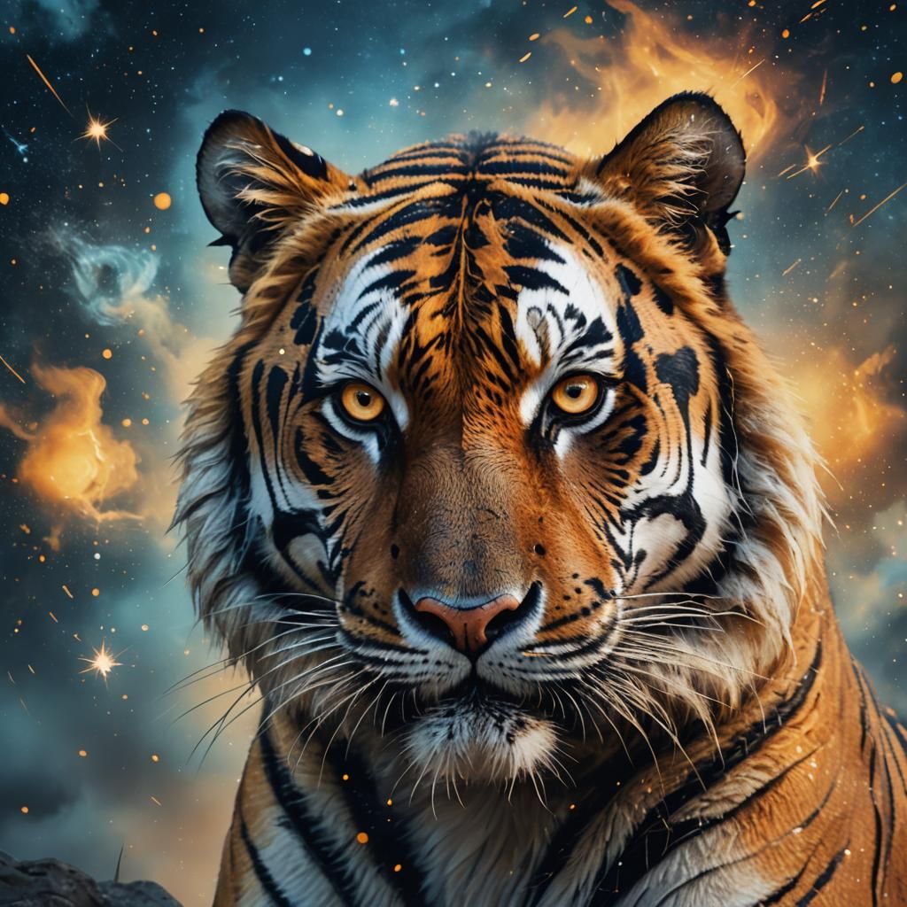 Gentle Tiger: Digital Matte Painting in Vibrant Colors