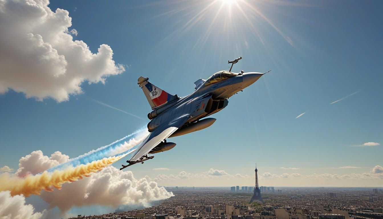 French Rafale Jet Flies Over Paris in Patriotic Display