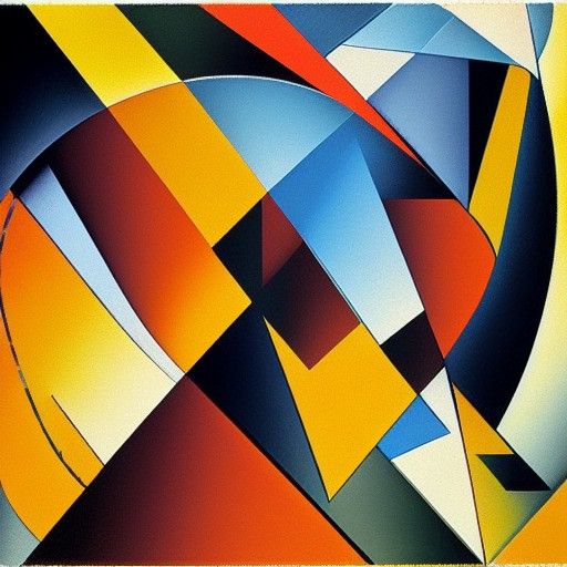 Abstract Cubist Mountain Landscape in Euclidean Style