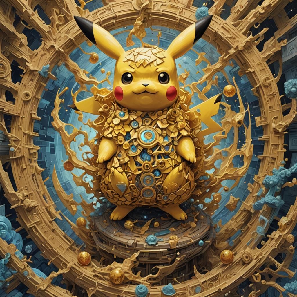 Enlightened Pikachu in Impasto Surrealism