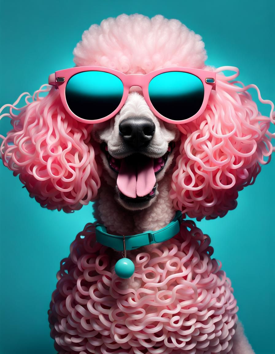 Noodle Poodle with Sunglasses in Pop Art Style