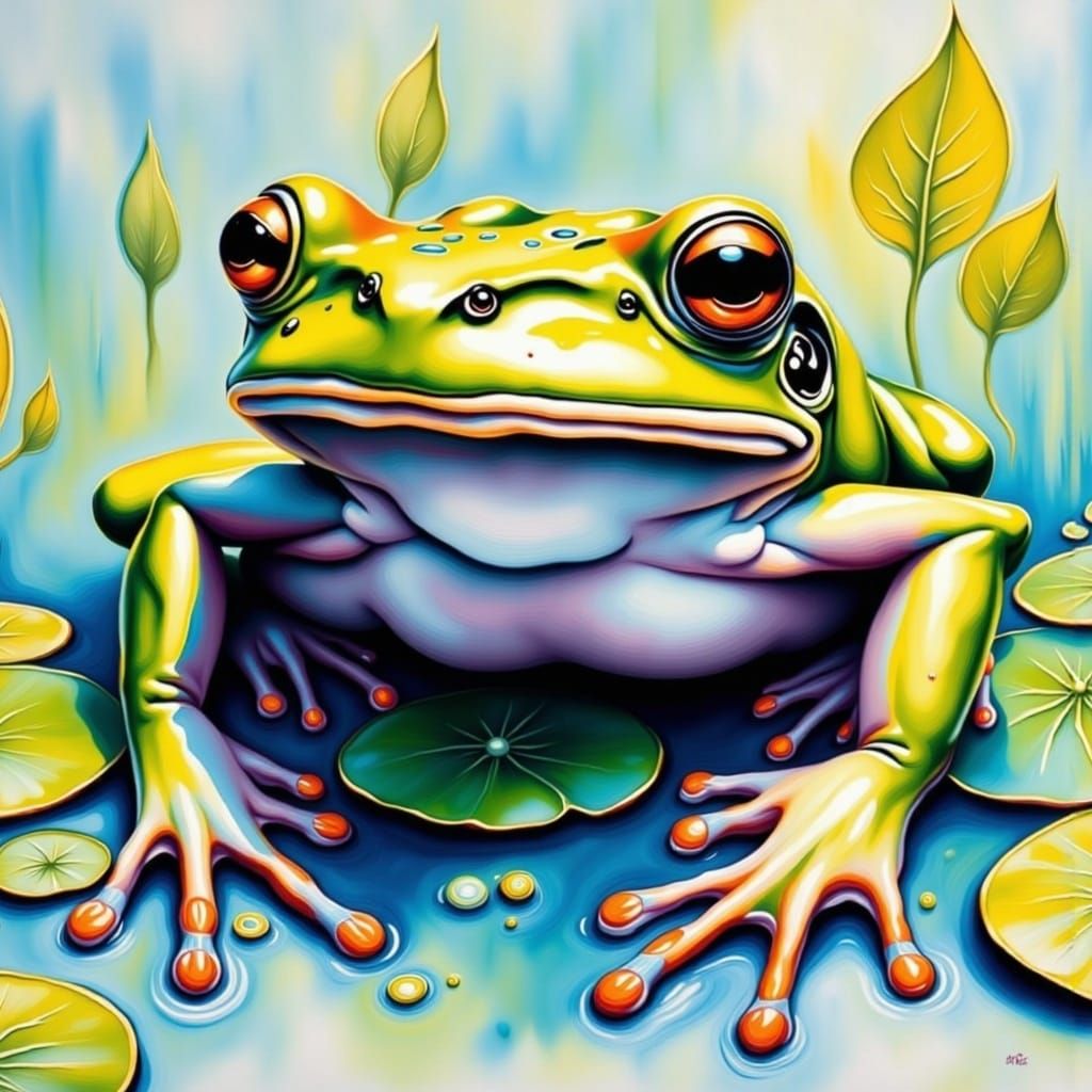 Whimsical Frogs in a Humorous Scene