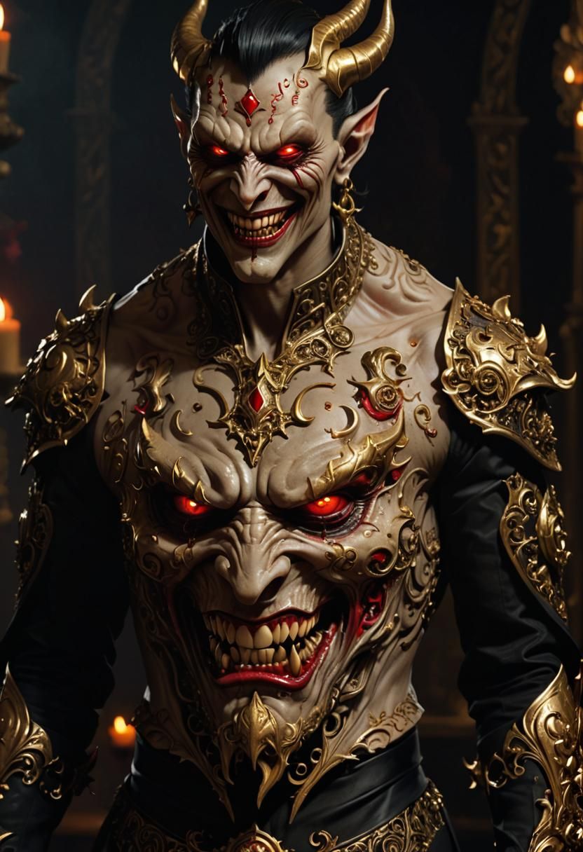 Menacing Demon God in Gothic Suit: Dark Fantasy Art