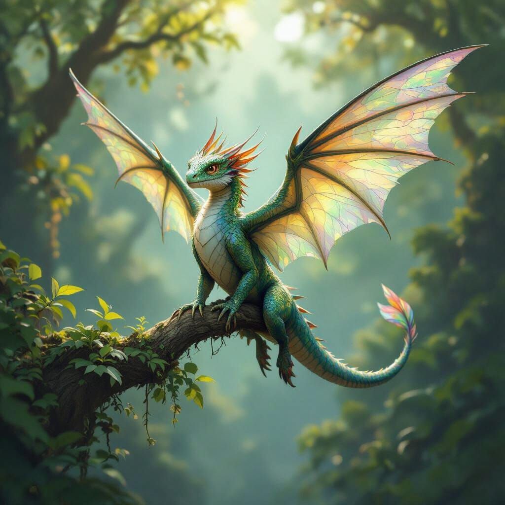 Iridescent Skywing Drake in Dark Fantasy Concept Art