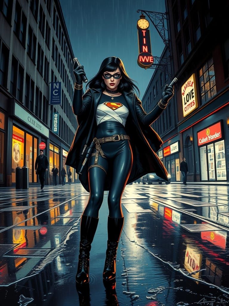 Cyberpunk Heroine Fights Crime in 1930s UK Comic Style