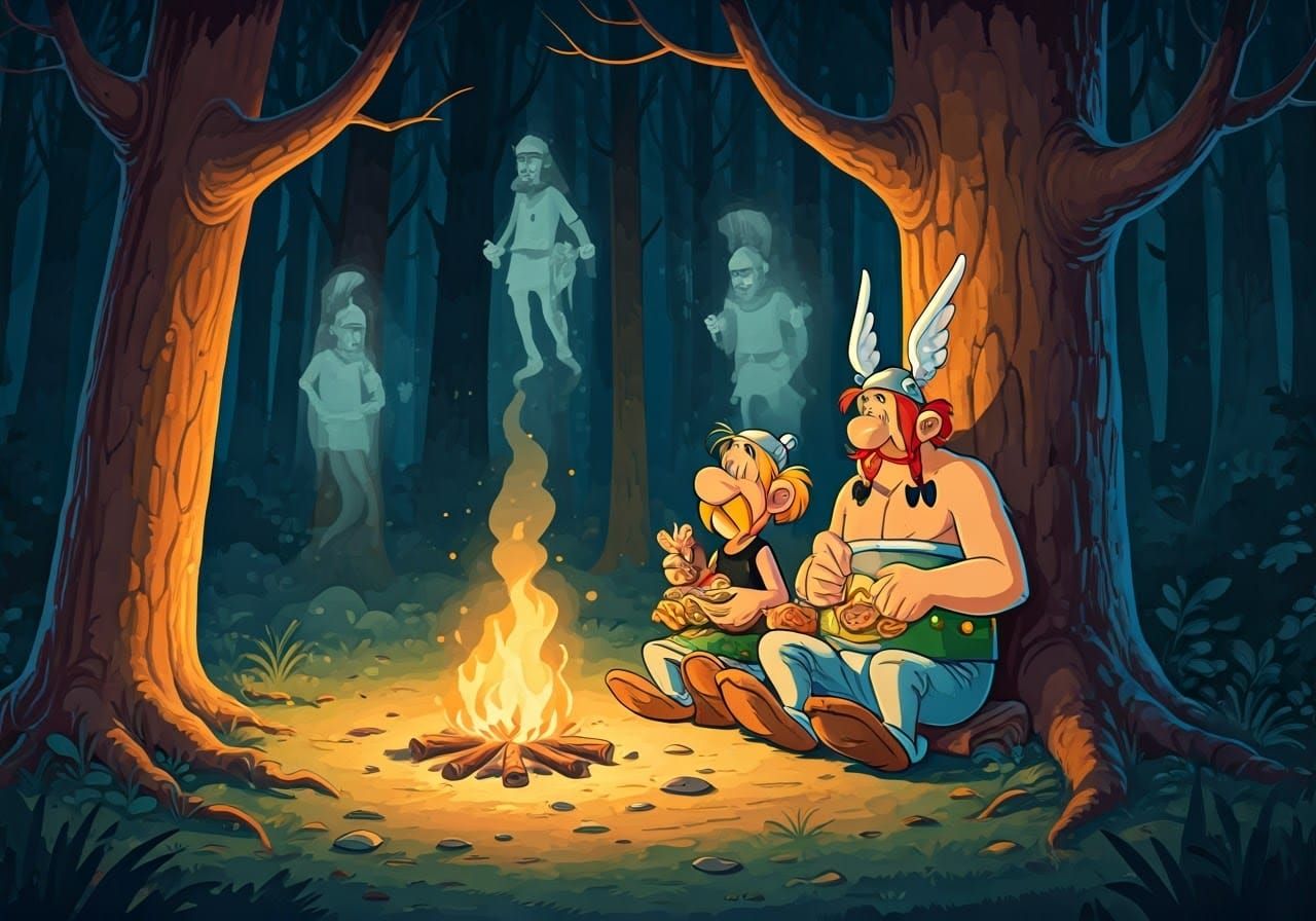 Asterix and Obelix Unbothered by Ghosts