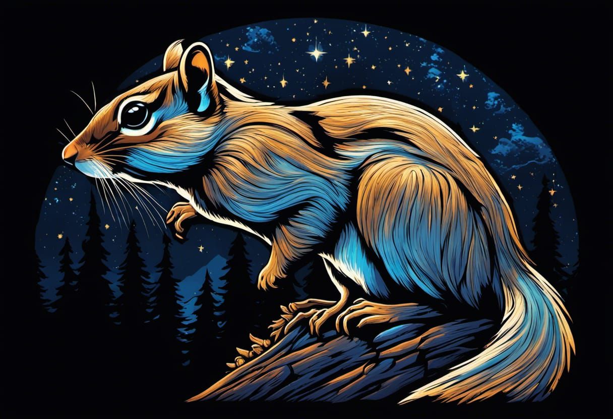 Gothic Chipmunk Portrait in a Galaxy Sky