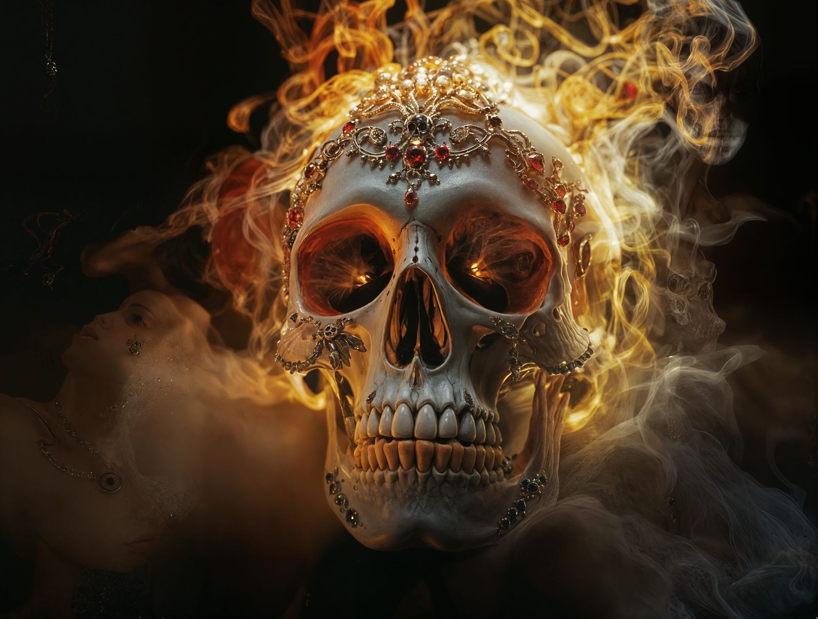 Mysterious White Skull in Cinematic Haze