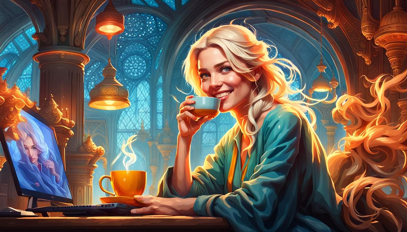 Beautiful Woman Portrait with Art Deco Elements