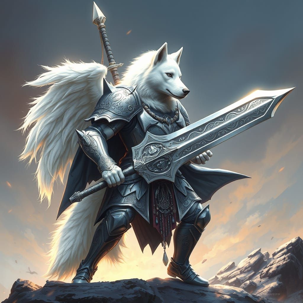 Majestic White Paladin with Glowing Greatsword