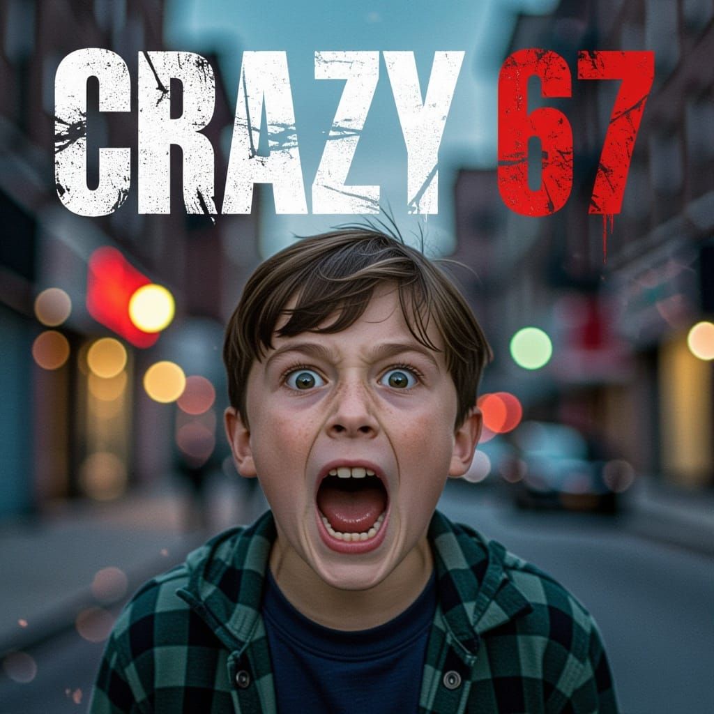Cinematic Movie Poster: Boy Yelling 'Crazy 67'