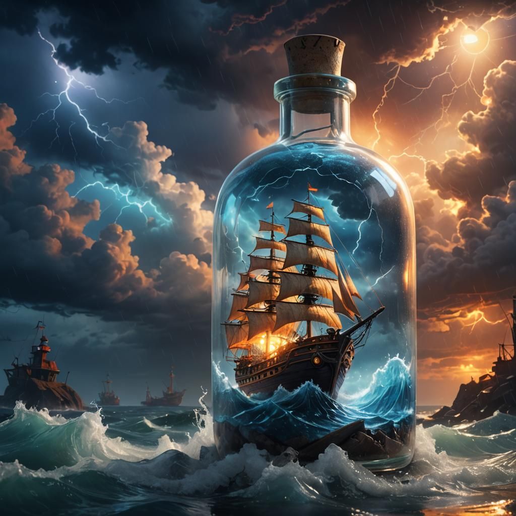 Magical Ship and Storm in a Bottle