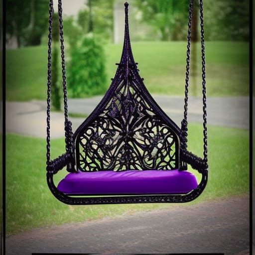Beautiful gothic purple porch swing with black accents& goth...