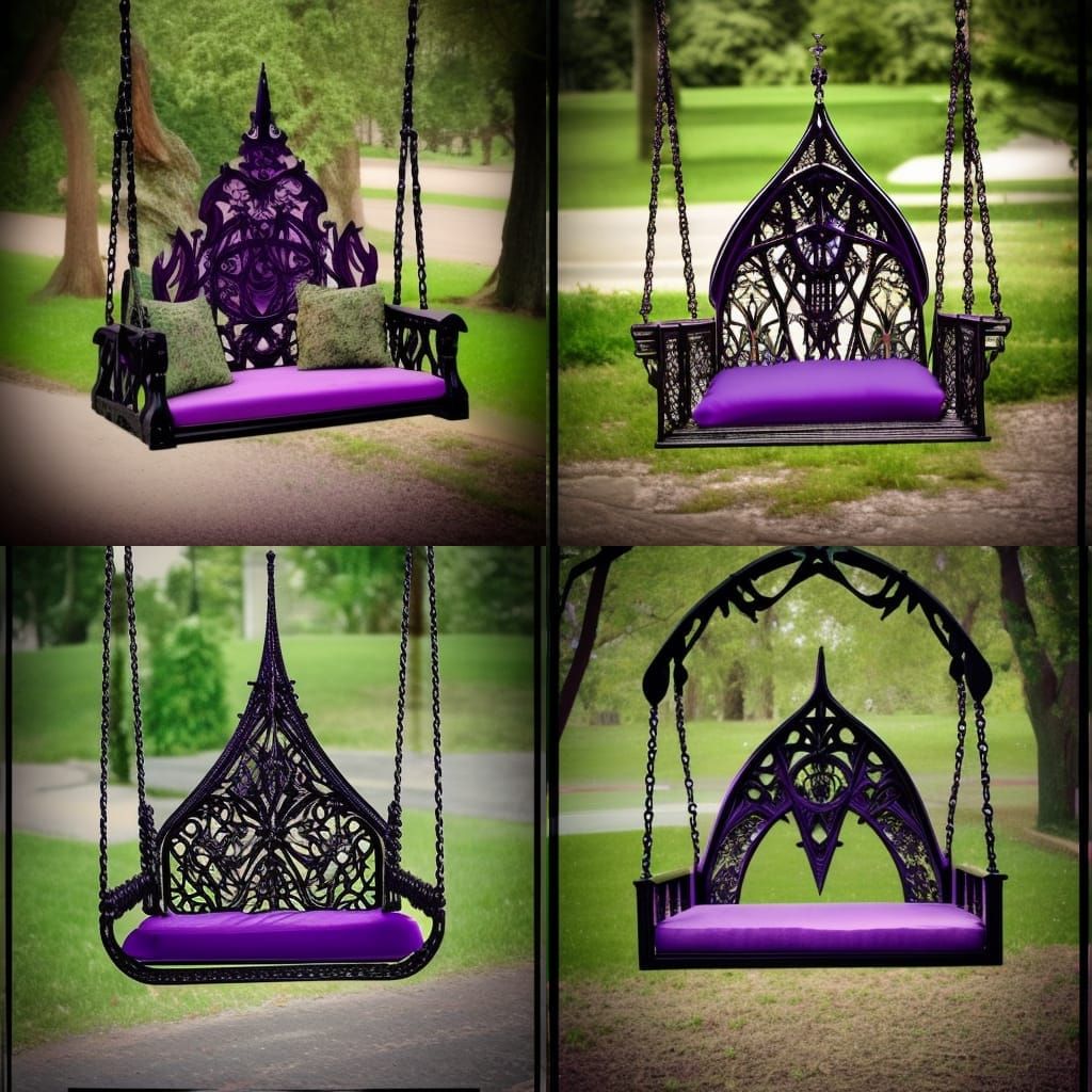 Beautiful gothic purple porch swing with black accents& goth...