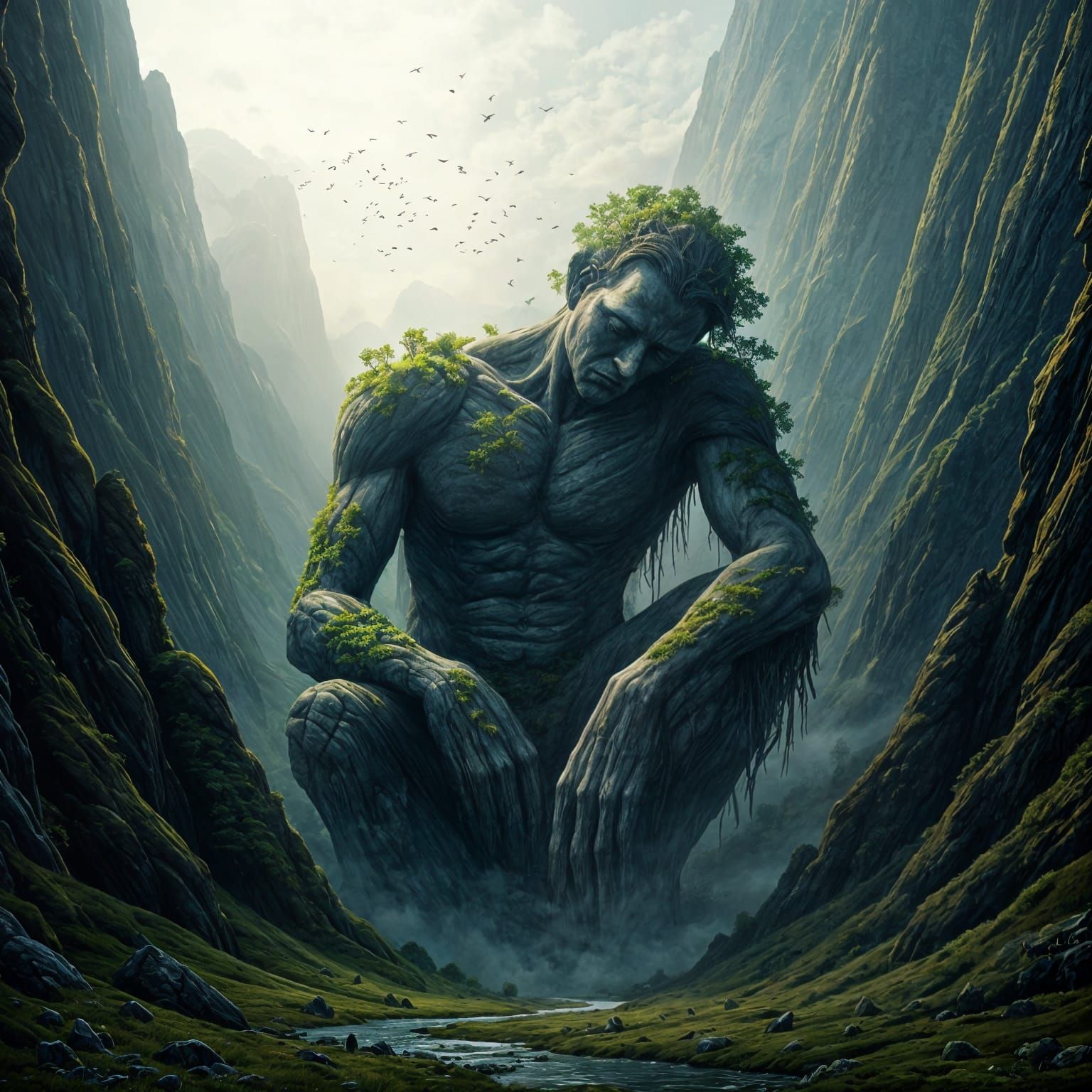 Sleeping Giant Merges with Misty Valley Landscape