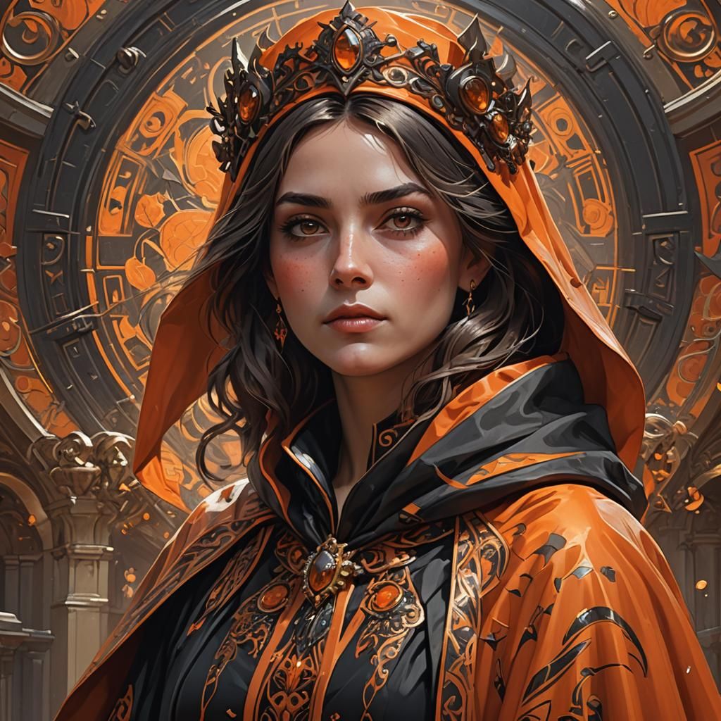 Italian Woman in Regal Cloak: Hyperdetailed Portrait