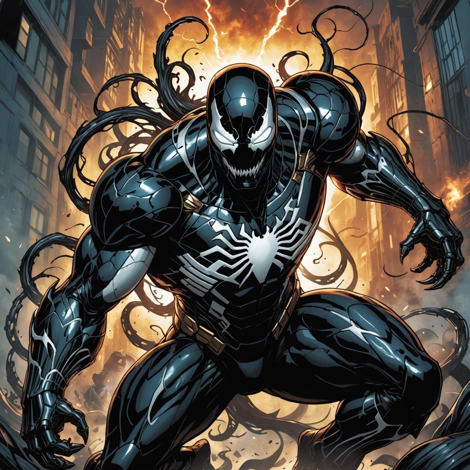 Venom Symbiote Possesses Iron Man in Comic Art