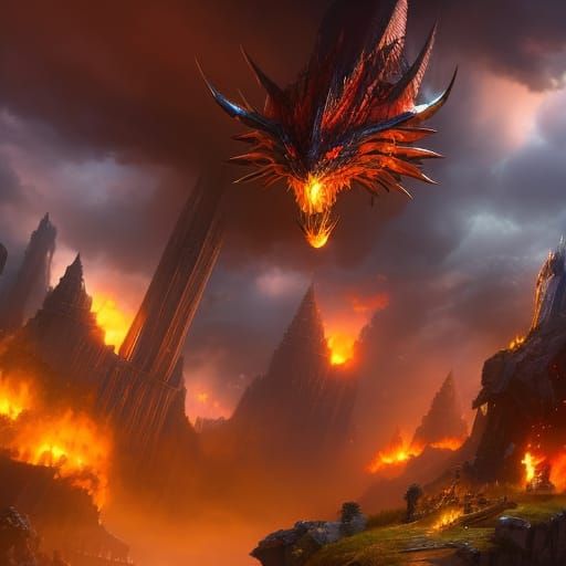 Hyperdetailed Dragons in a Fantastical Landscape