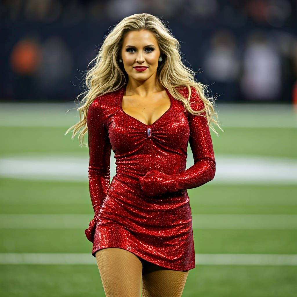 Blonde Cheerleader Portrait in Hyperrealistic Style