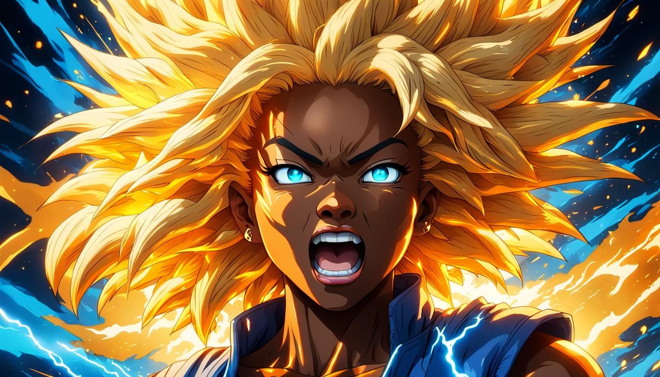Anime Goddess Becomes Super Saiyan in Blazing Golden Aura