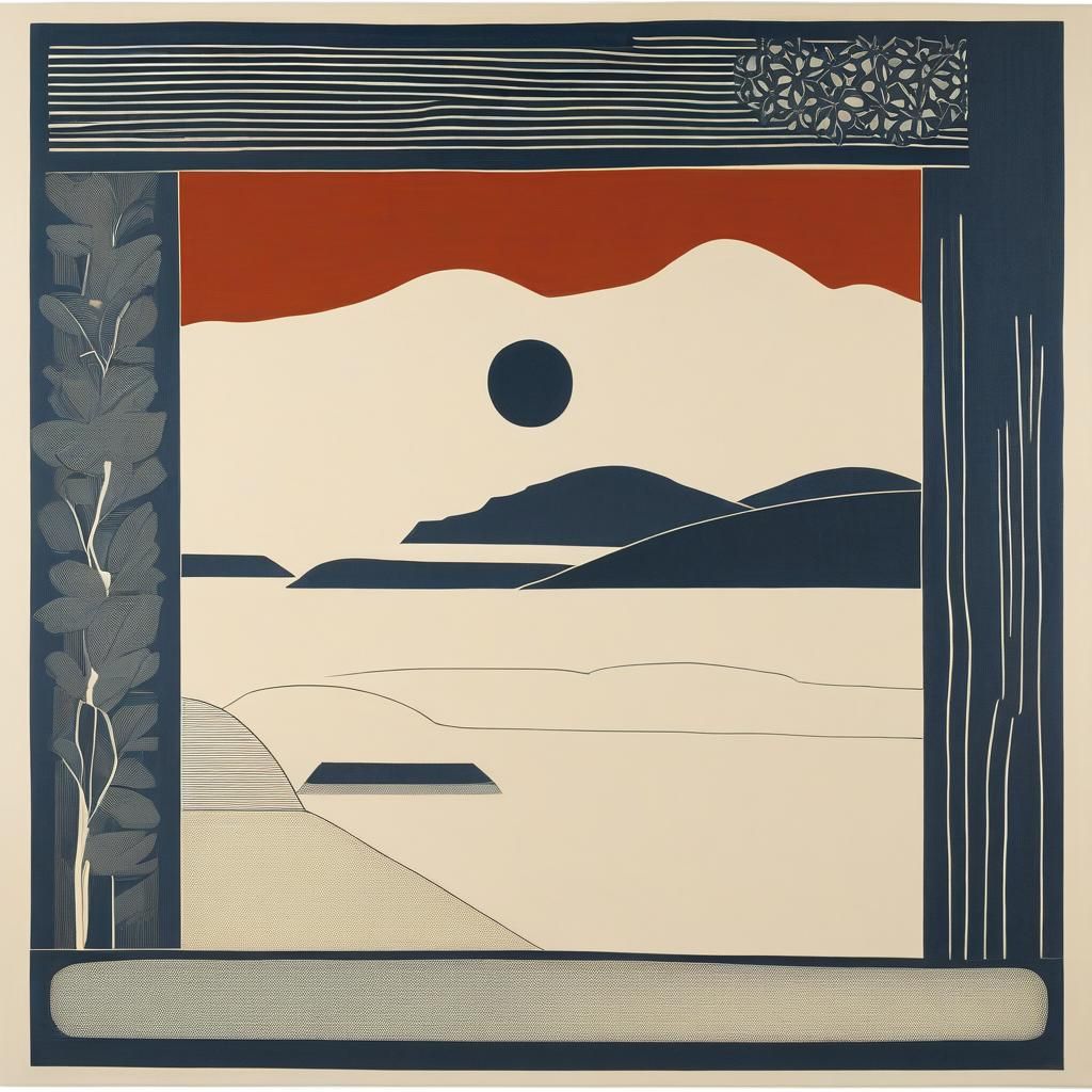 Minimalist Painting in Woodcut Style