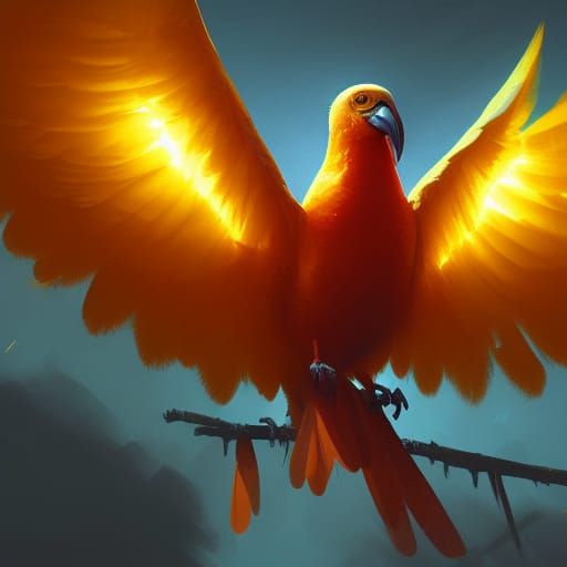 Big Yellow Bird with Striped Legs