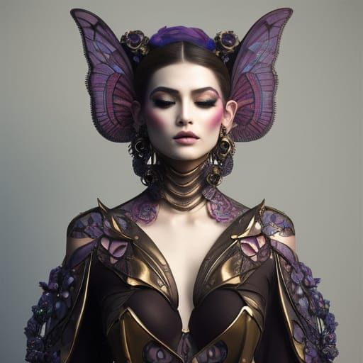 Masked Fantasy Queen Portrait in Digital Collage Style